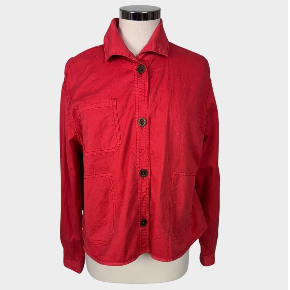 Chino by Anthropoligie Medium Coral Pink Swing Jacket Chest Pocket Button Front